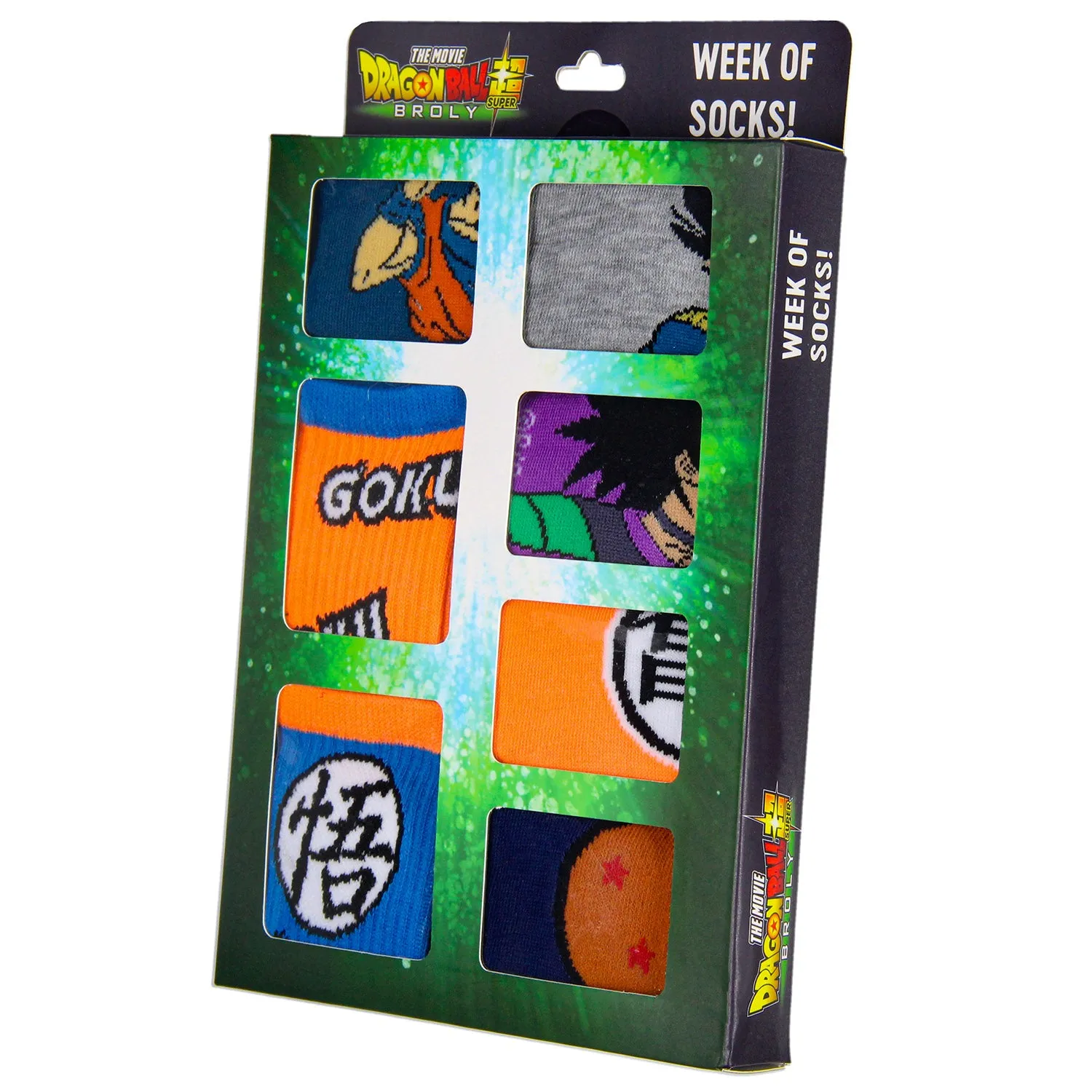 Dragon Ball Super Broly Movie Kids Week Of Socks 7-Pairs Mix And Match Box Set