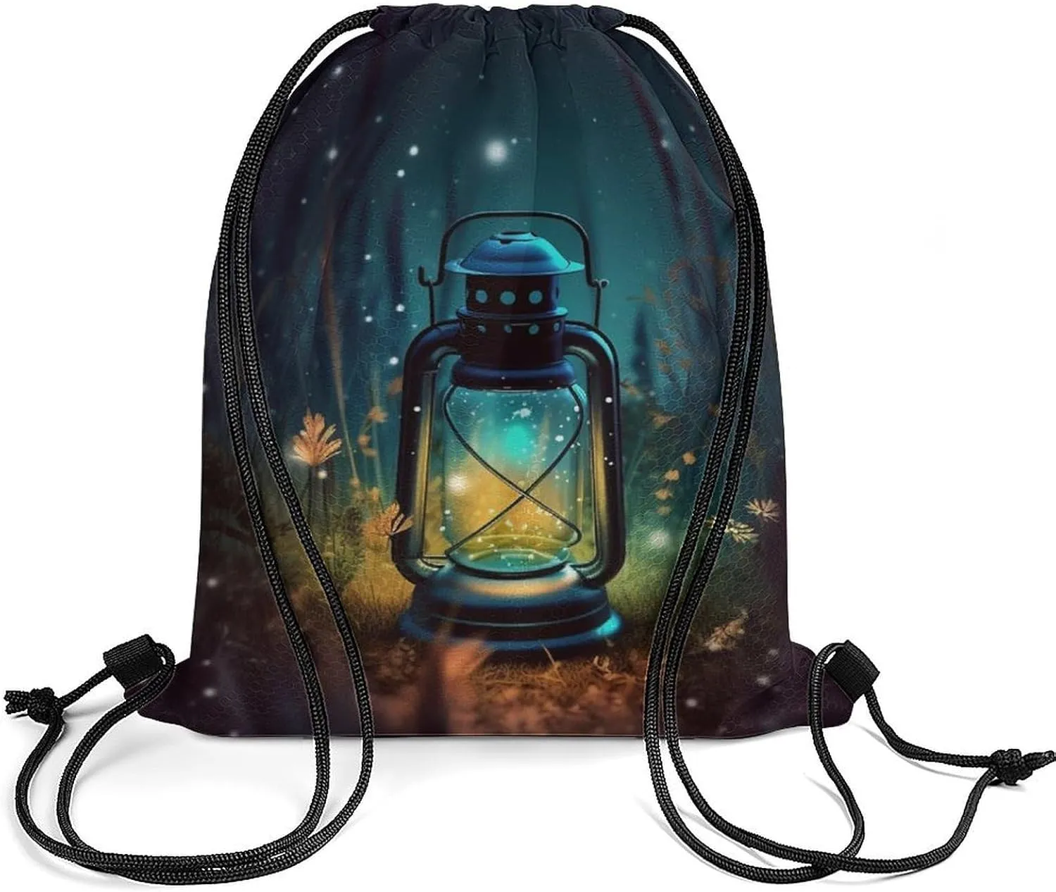 Drawstring Backpack Bulk String Bag Waterproof Drawstring Bag Fireflies And Lantern Cinch Bag Adult Gym Bag for Sport, 35*42cm