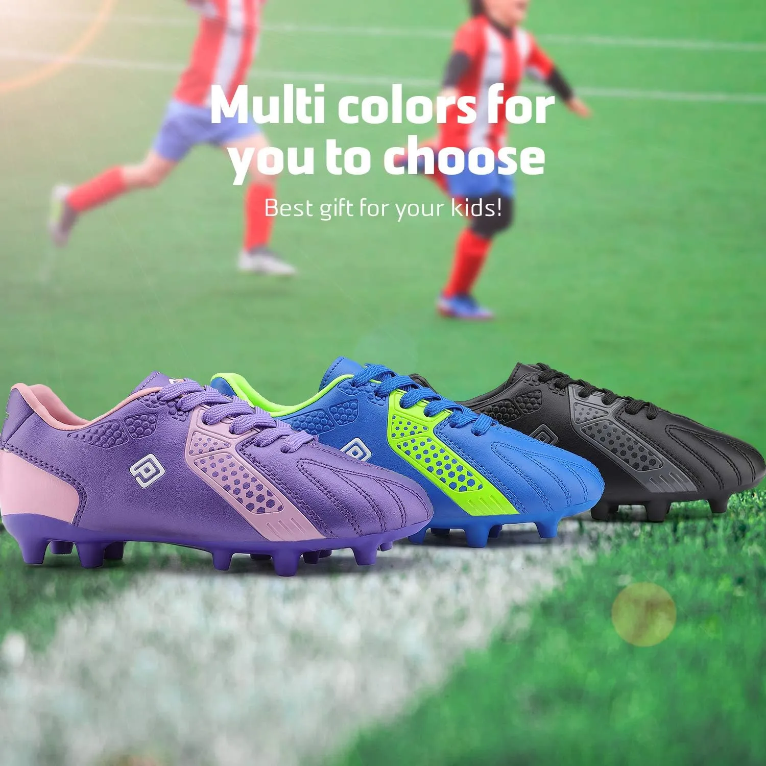 DREAM PAIRS Boys Girls Soccer Cleats Youth Firm Groud Classic Lightweight Football Shoes for Little/Big Kid