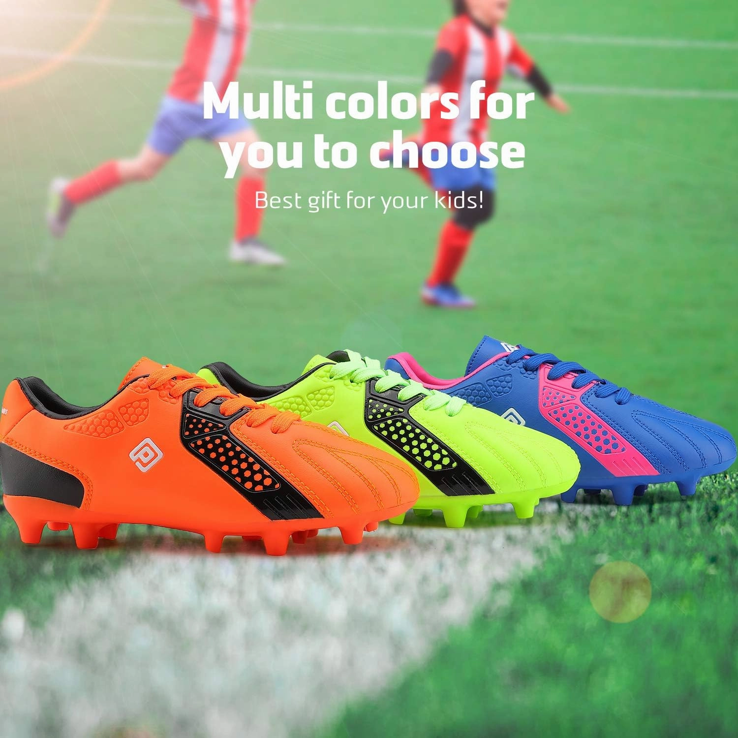 DREAM PAIRS Boys Girls Soccer Cleats Youth Firm Groud Classic Lightweight Football Shoes for Little/Big Kid