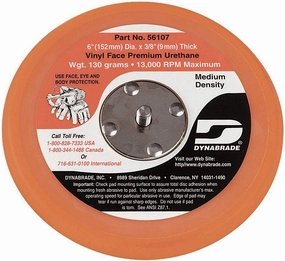 Dynabrade (56107) 6" (152 mm) Diameter Vinyl-Face Non-Vacuum Sanding Disc Pad, Teal | 3/8" (10 mm) Thick Urethane Medium Density, Swirl-Free Finish, 5/16"-24 Male Thread