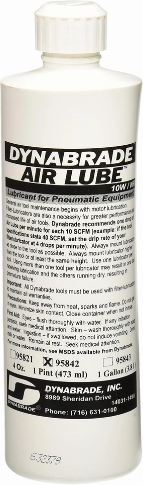 Dynabrade (95842) 1 Pint (473 ML) Tube of Air Lube | Formulated for Pneumatic Equipment | Prevent Rust and Sludge Formation for Longer Tool Operation as Needed