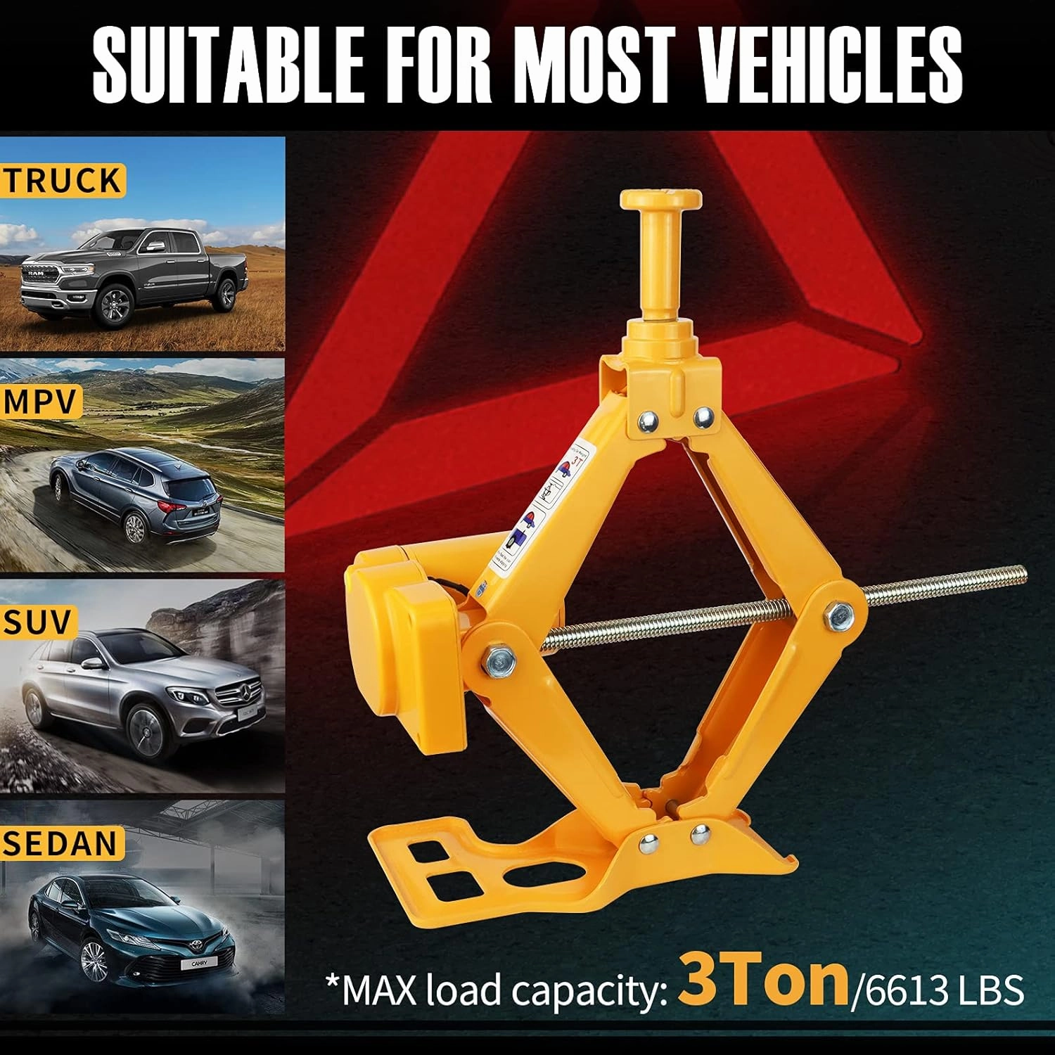 E-HEELP Electric Scissor Car Jack - 3 Ton 12V with Impact Wrench for SUV, Sedan & Tire Changing
