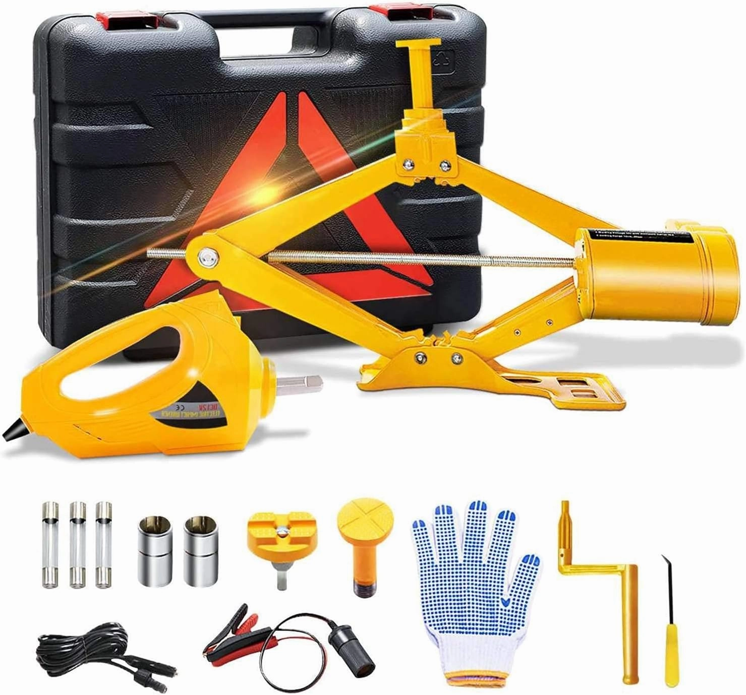 E-HEELP Electric Scissor Car Jack - 3 Ton 12V with Impact Wrench for SUV, Sedan & Tire Changing