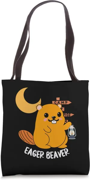 Eager Beaver Cottage Core Camping Moonlight Outdoorsy Tote Bag