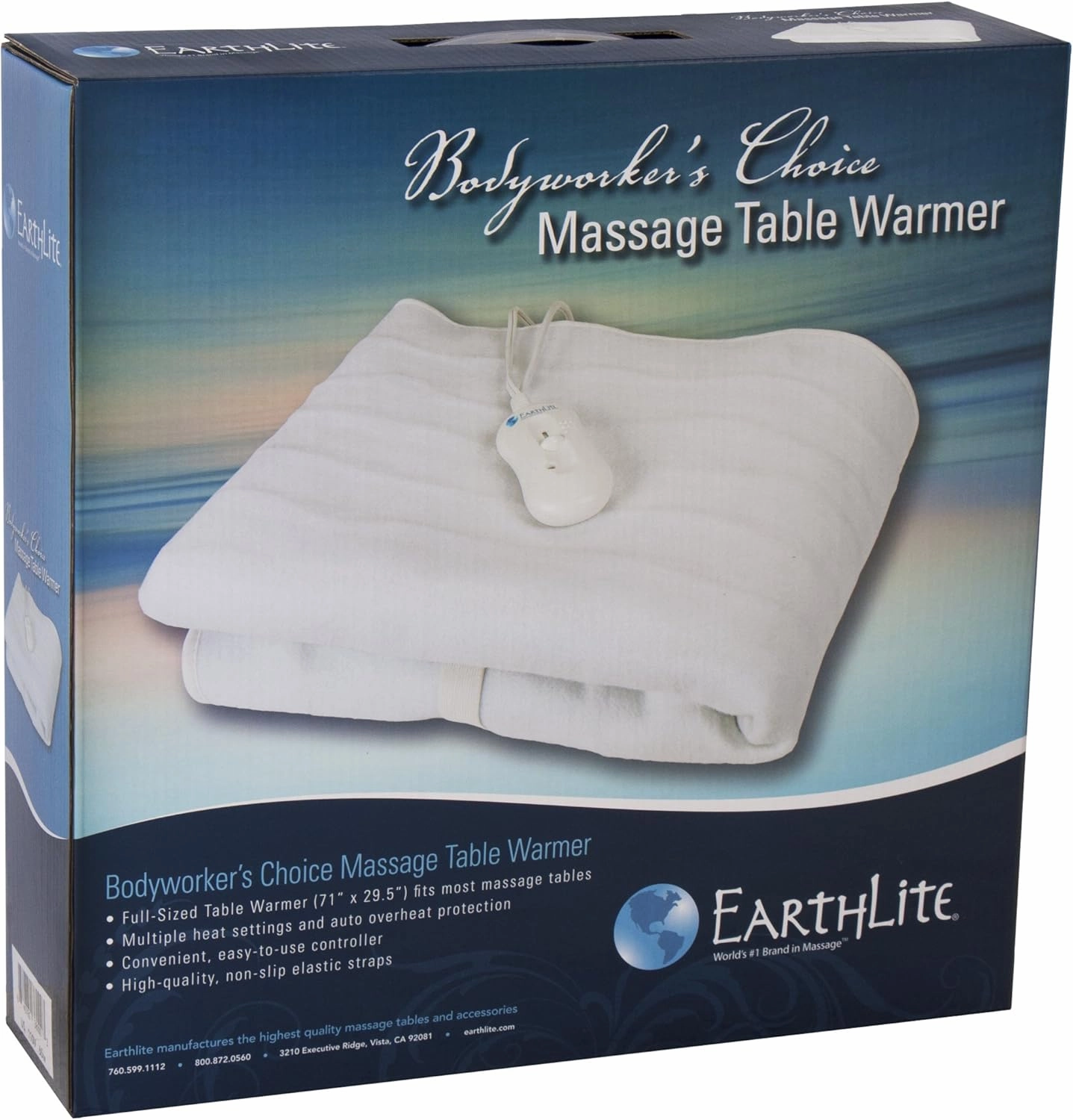 EarthLite Durable Jumbo Massage Bolster with Zippered Vinyl Cover and Strap Handle, Mystic Blue, 26 x 9 Inches