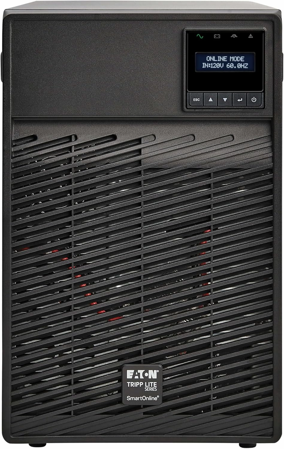 Eaton Tripp Lite Series SmartOnline 1000VA UPS Battery Backup Tower, Pure Sine Wave Double-Conversion, AVR 120V, 900W, 6 Outlets, USB, DB9, LCD Screen (SU1000XLCD)