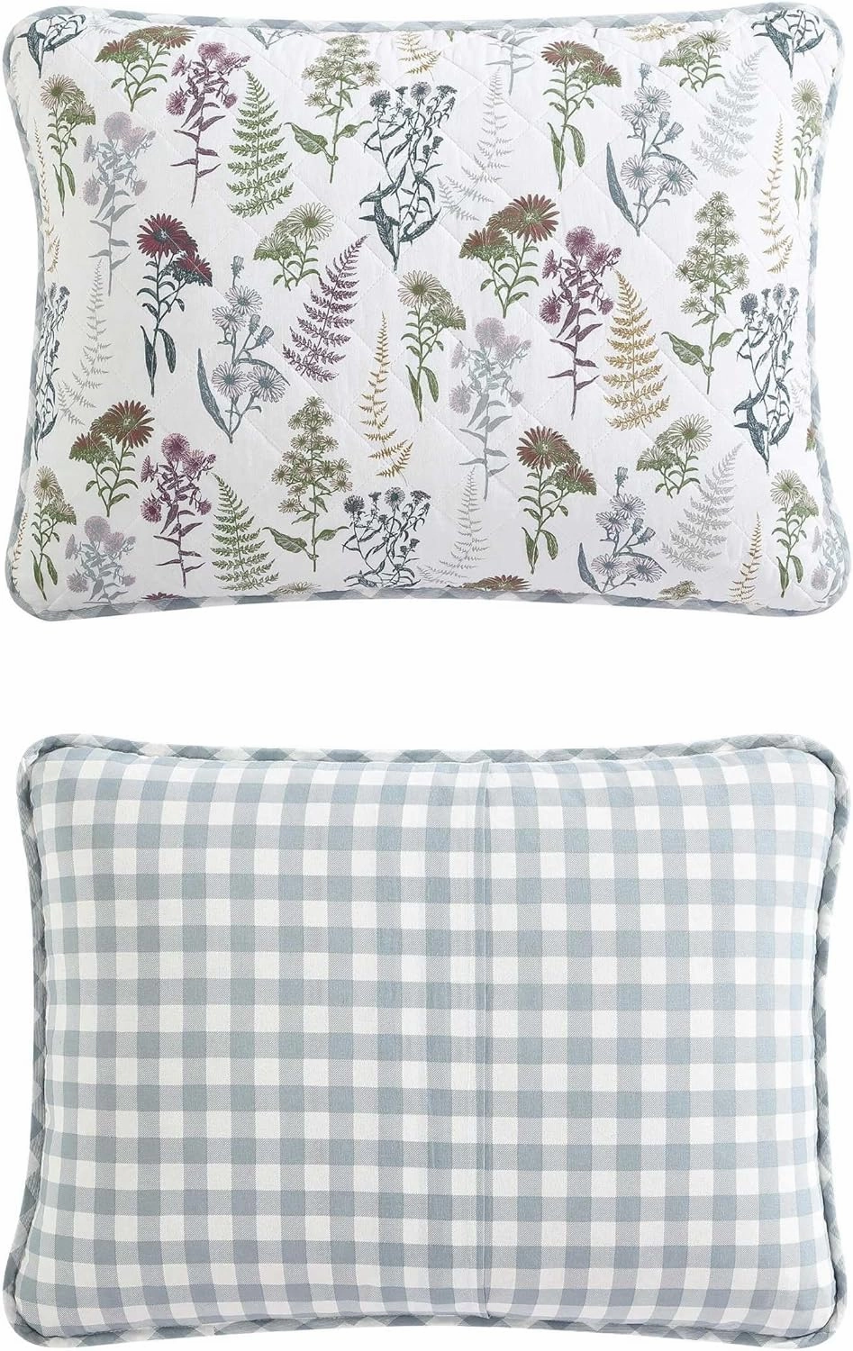 Eddie Bauer - King Quilt Set, Reversible Cotton Bedding with Matching Shams, Classic Floral Home Decor with Plaid Reverse (Flower Field Green, King)