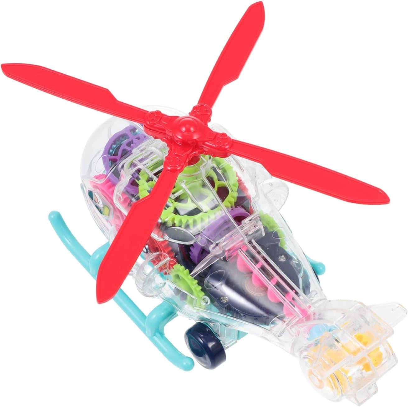 Educational Helicopter Musical Light Up Gear Helicopter Plaything for Boys and Rotation No Battery Required for Outdoor and Indoor Fun