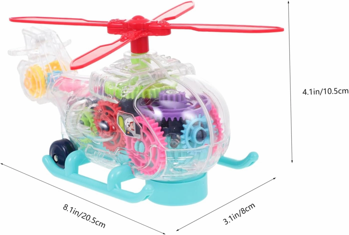 Educational Helicopter Musical Light Up Gear Helicopter Plaything for Boys and Rotation No Battery Required for Outdoor and Indoor Fun