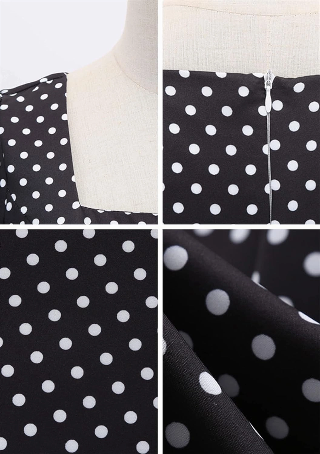 EFOFEI Women's Audrey Hepburn Style Dress Polka Dot Short Sleeve Cocktail Dress Vintage Elegant Dress with Belt