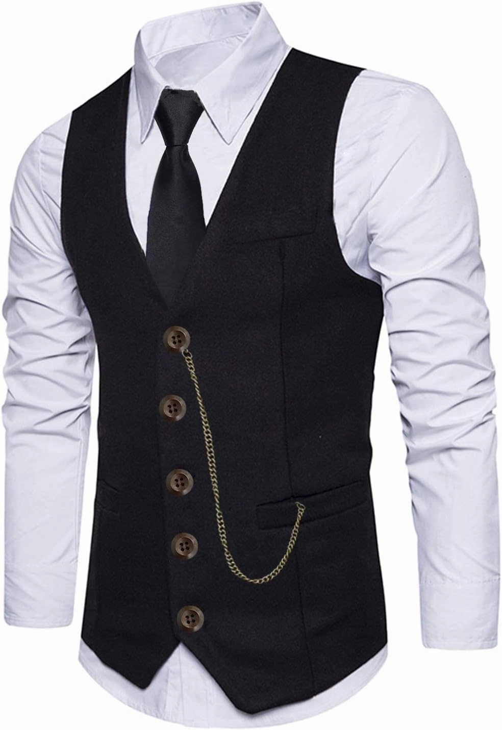 EFORLED 1920s Mens Costume Fedora Hat,Gatsby Gangster Vest,Vintage Pocket Watch,Pre Tied Bow Tie,Tie