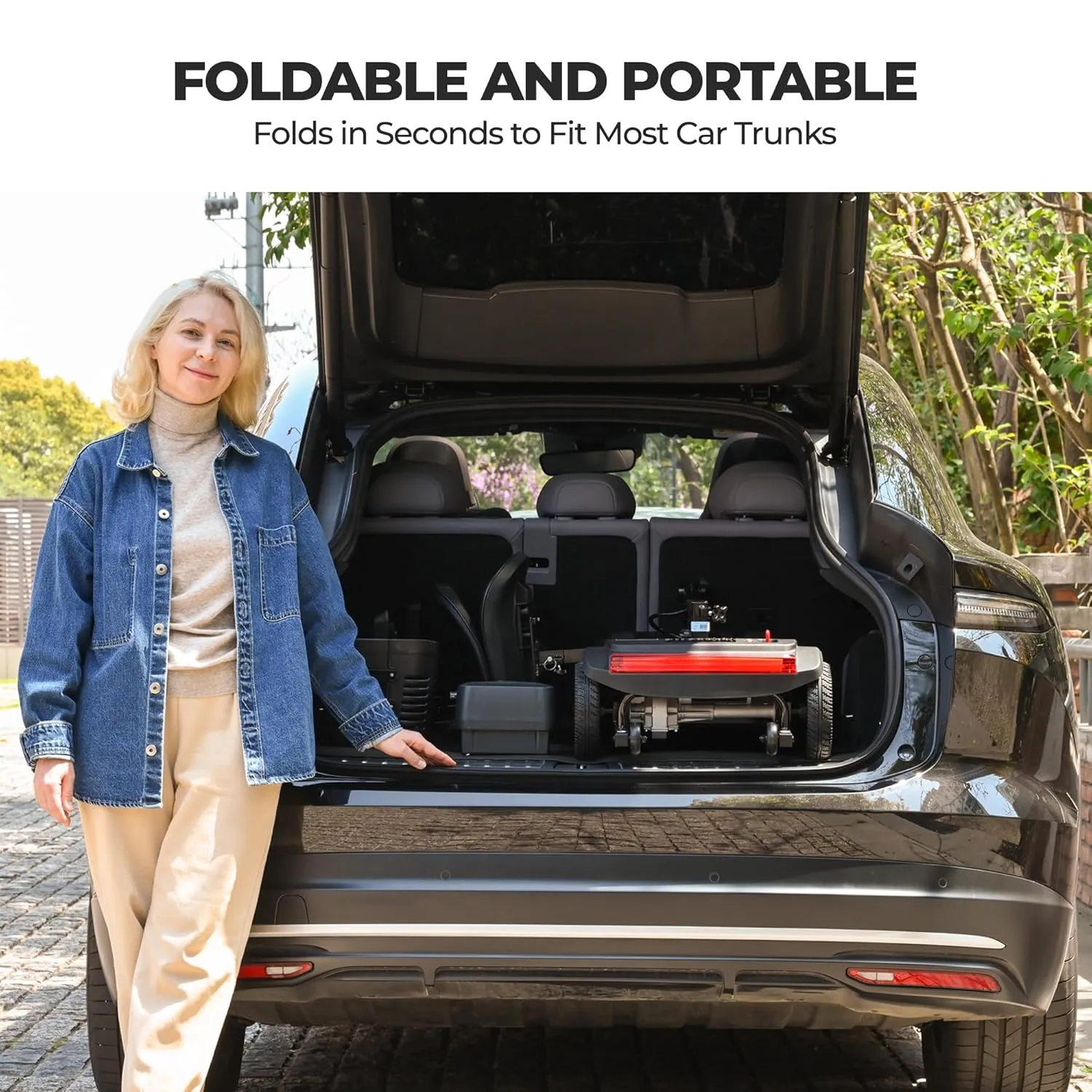 Electric Foldable Mobility Scooter for Adults 4 Wheel Mobility, 330lbs Max Weight,10-15miles Per Charge Electric Powered Wheelchair Power Scooters Black