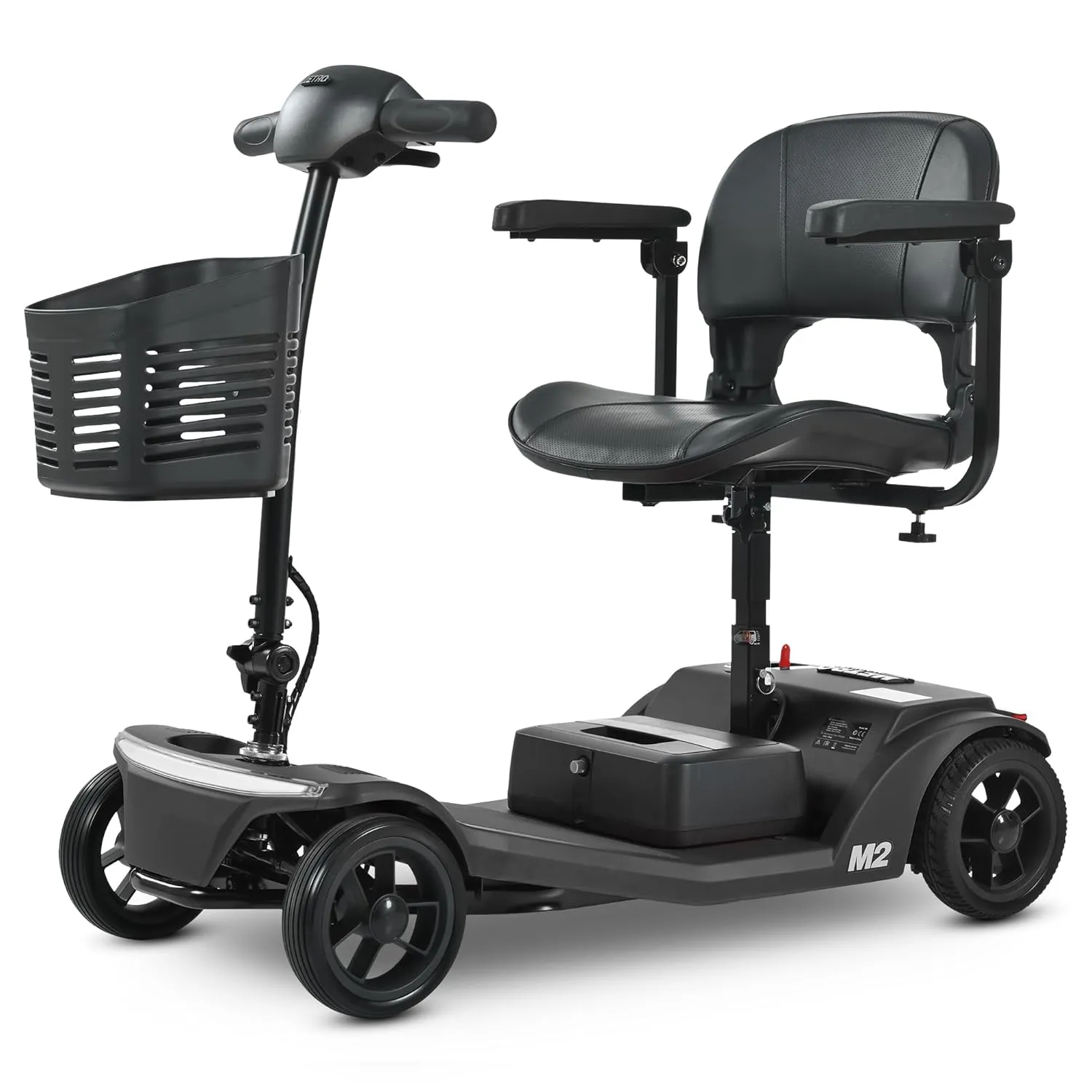 Electric Foldable Mobility Scooter for Adults 4 Wheel Mobility, 330lbs Max Weight,10-15miles Per Charge Electric Powered Wheelchair Power Scooters Black