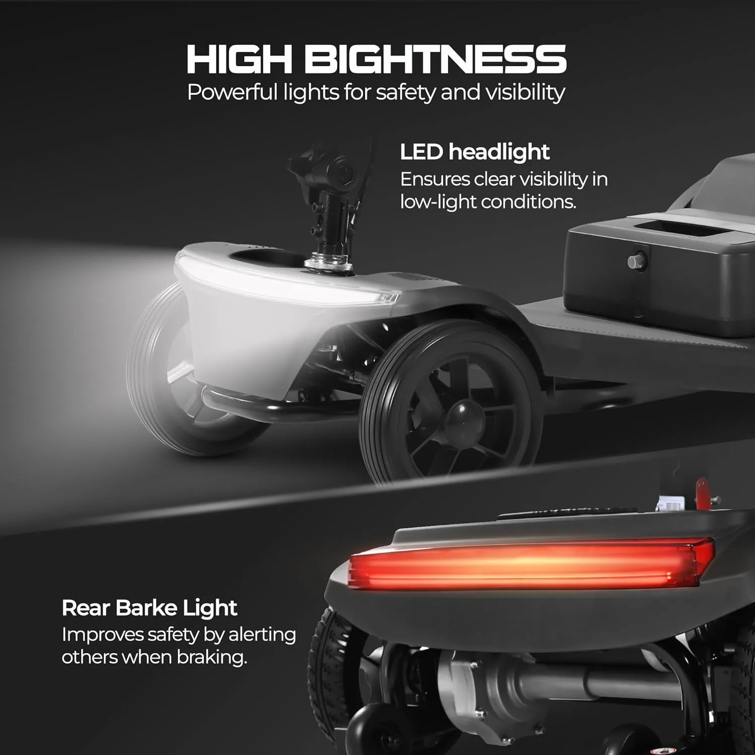 Electric Foldable Mobility Scooter for Adults 4 Wheel Mobility, 330lbs Max Weight,10-15miles Per Charge Electric Powered Wheelchair Power Scooters Black