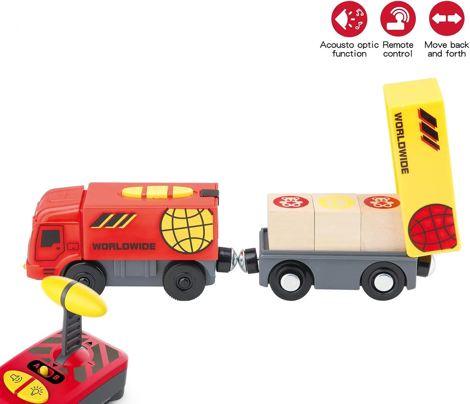 Electric Remote Control Train Toy, Battery Operated Locomotive Motorized Train Toy Gift for Boy Kids Toddlers Fit Thomas, Brio, Chuggington(red Truck)