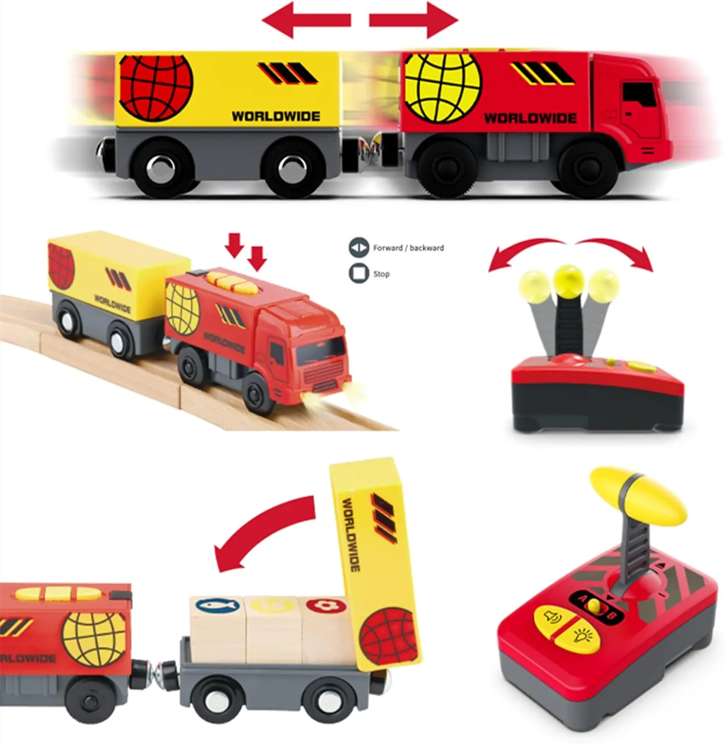 Electric Remote Control Train Toy, Battery Operated Locomotive Motorized Train Toy Gift for Boy Kids Toddlers Fit Thomas, Brio, Chuggington(red Truck)