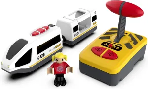Electric Remote Control Train Toy for Wooden Train Tracks,Battery Operated Locomotive Train Magnetic Bullet Train Vehicles for Boy Kids Toddlers (White Train)