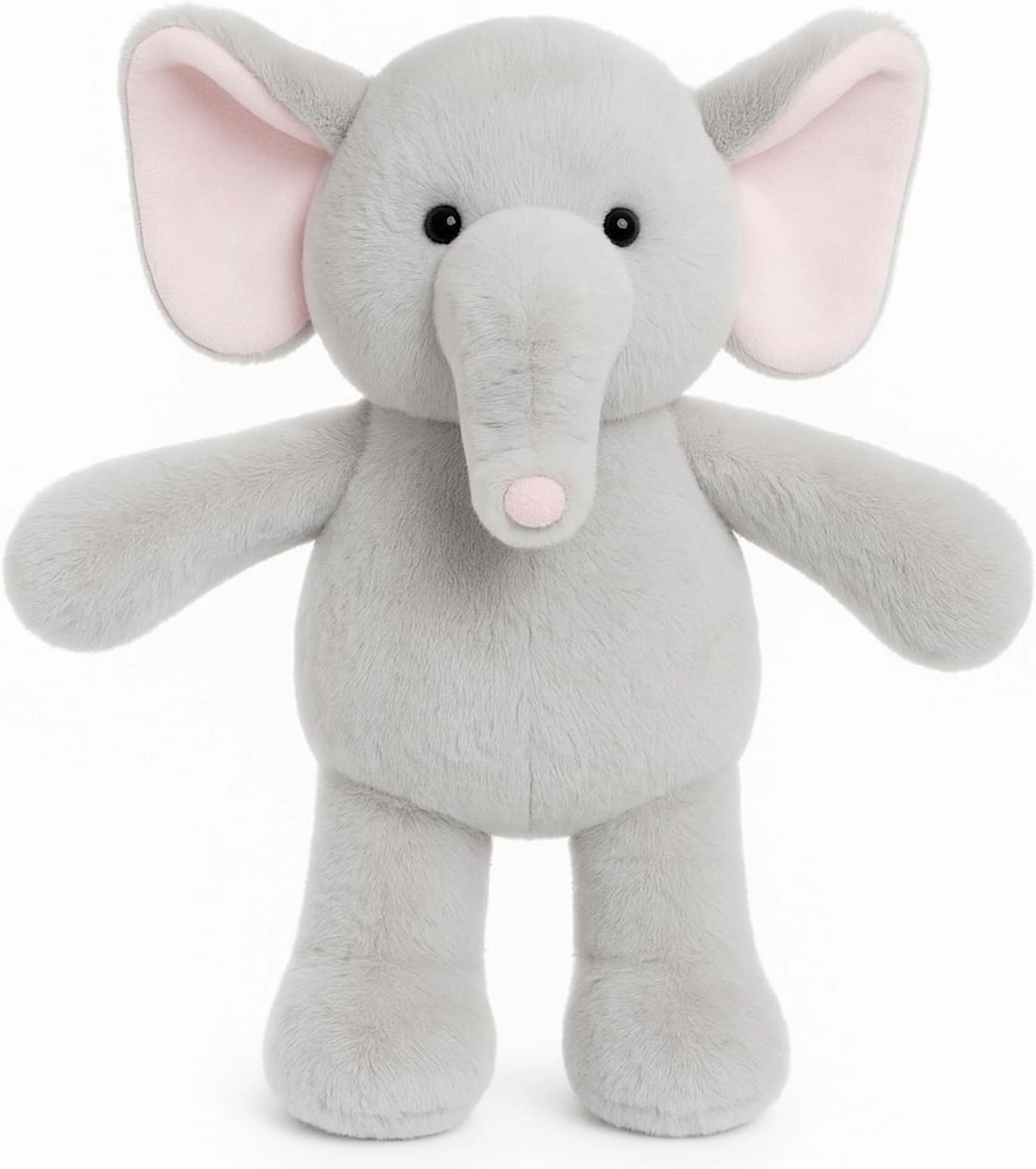 Elephant Teddy Bear Stuffed Animals Plush Elephant Toys with Pink Ears Nose for Girls Boys Kids Babies Shower Bedtime Gifts, 15.7"