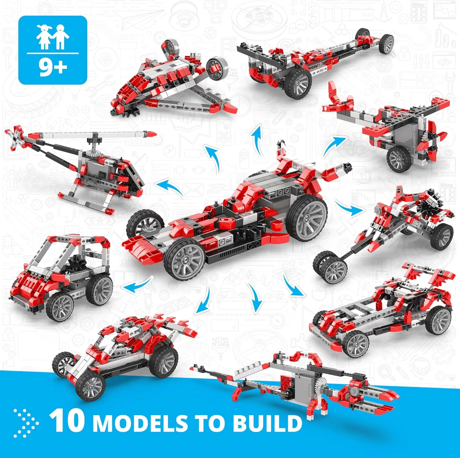 Engino- Inventor STEM Toys, Motorized Race Car Construction Toys for Kids 9 , Educational Toys, STEM Projects, STEM Building Toys, Gifts for Boys & Girls