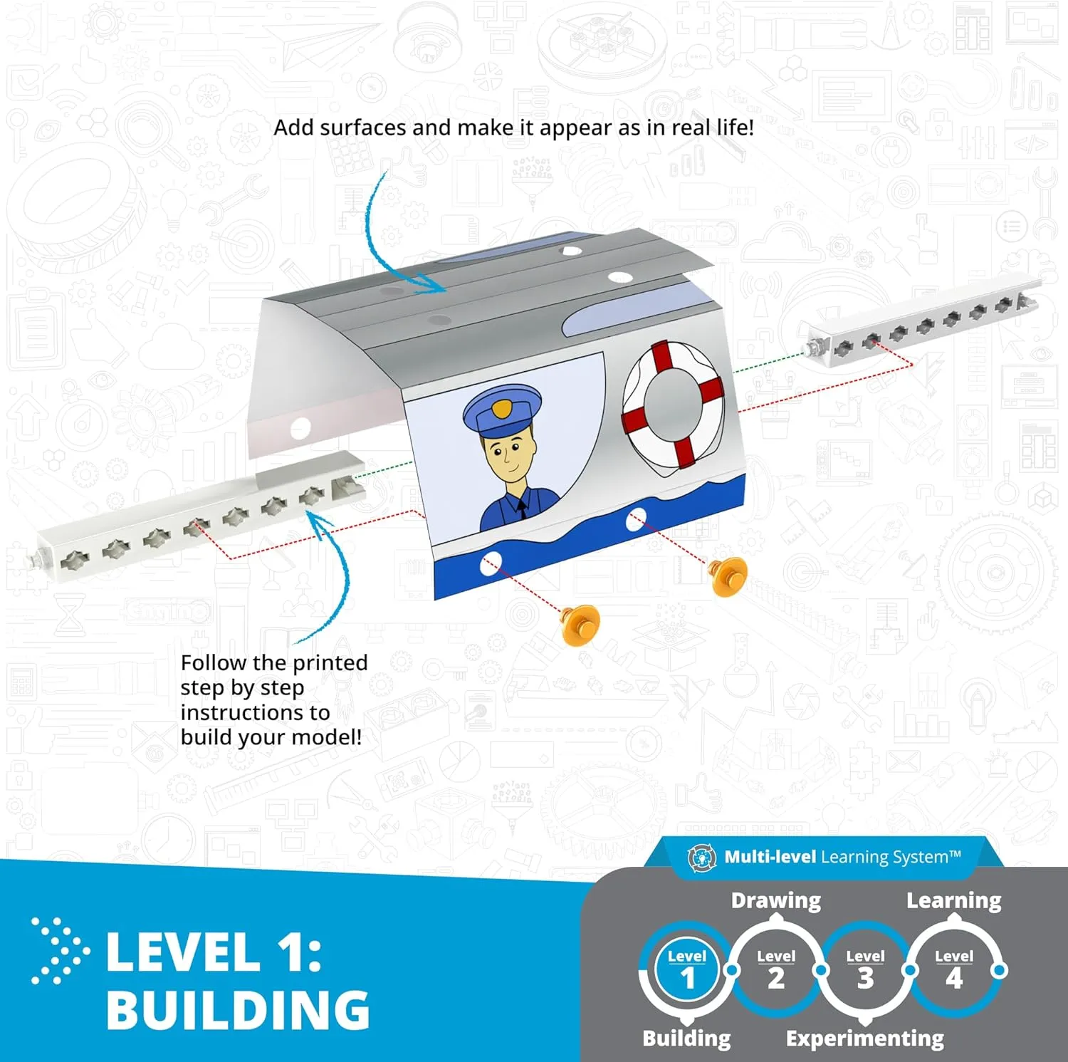 Engino: STEAM Labs Junior: How Buoyancy Works - 4 Model Brick Building Set, Toybook Series, Experiment & Art Activities, Play & Learn Science, Kids 8 