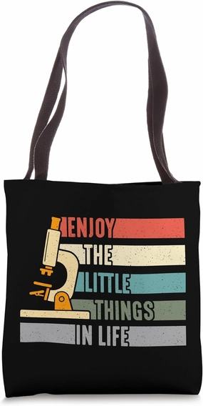 Enjoy Little Things In Life Retro Science Lab Microbiologist Tote Bag