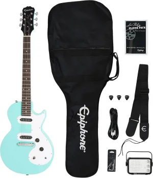 Epiphone Les Paul Melody Maker Starter Pack | Includes Mini Amp, Gigbag, Tuner, Picks, and Strap - Turquoise