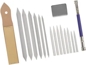 ERINGOGO Art Drawing Stump Sketch Tools with Eraser Extender Charcoal Sandpaper Durable Blending Stumps for Pencils Pastels Charcoal Art