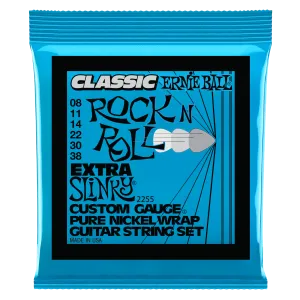 Ernie Ball Extra Slinky Classic Rock n Roll Pure Nickel Wrap Electric Guitar String Set - 8-38