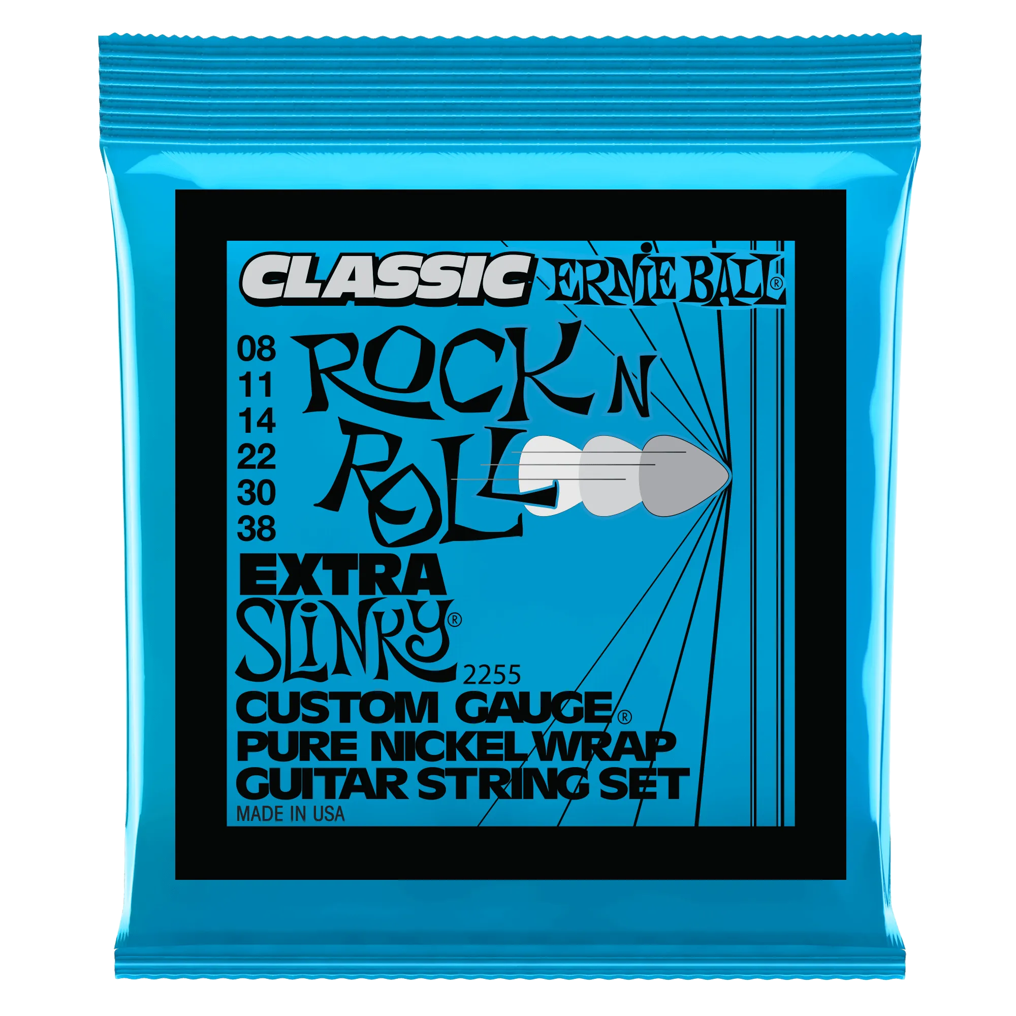 Ernie Ball Extra Slinky Classic Rock n Roll Pure Nickel Wrap Electric Guitar String Set - 8-38