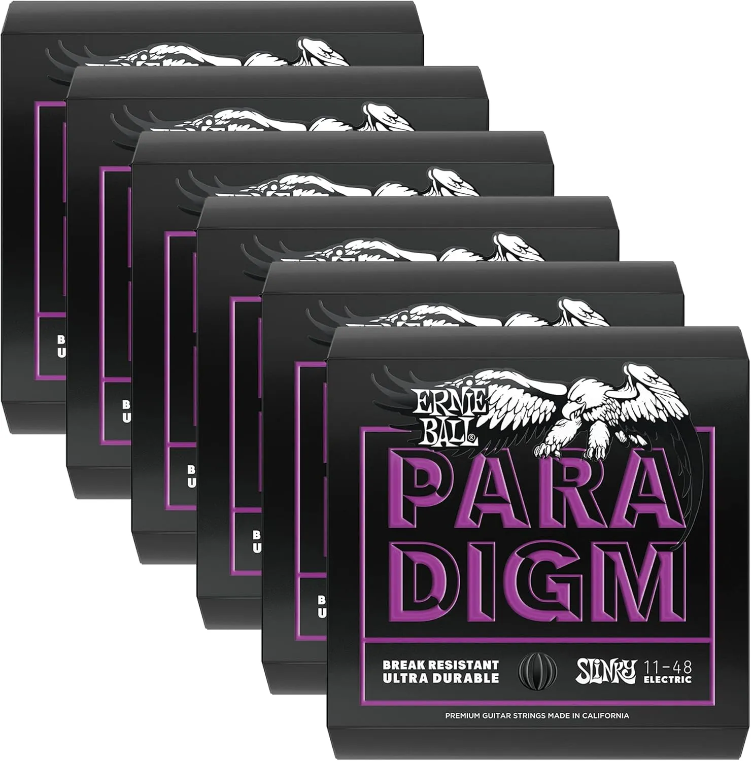 Ernie Ball Paradigm Power Slinky Electric Guitar Strings 11-48 (6 Pack Bundle)