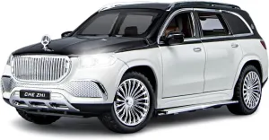 EROCK 1:24 Benz Toy car, Benz Maybach GLS600 Alloy car Model Toys, with Sound and Light Function, Suitable for Adults and Children as Gifts, Collectibles, Decorations. (White Black-GLS600)