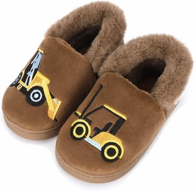 ESTAMICO Girls Cute Cartoon Slippers with Memory Foam Kids Plush Warm Winter House Shoes