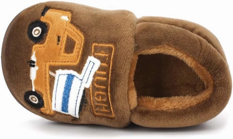 ESTAMICO Girls Cute Cartoon Slippers with Memory Foam Kids Plush Warm Winter House Shoes