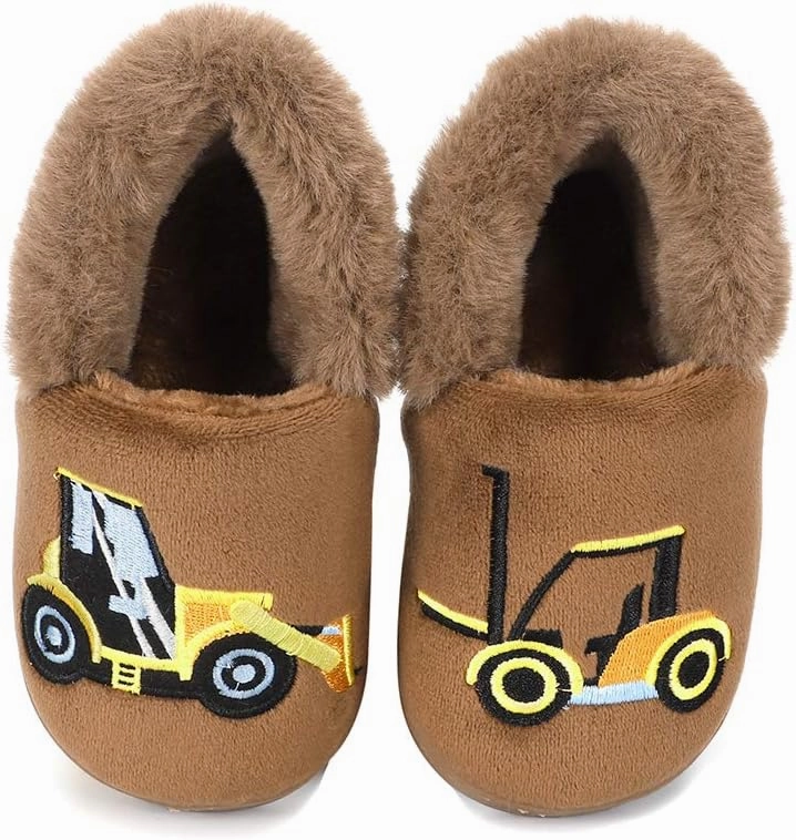 ESTAMICO Girls Cute Cartoon Slippers with Memory Foam Kids Plush Warm Winter House Shoes