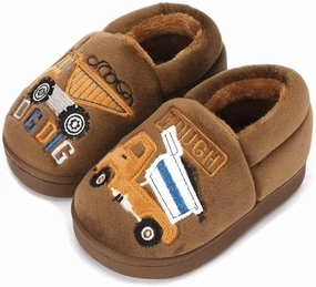 ESTAMICO Girls Cute Cartoon Slippers with Memory Foam Kids Plush Warm Winter House Shoes