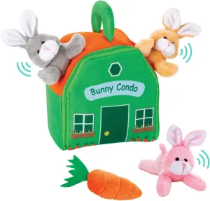 Etna 5-Piece Bunny Condo Play Set with Sounds - Stuffed Rabbit Carrier and Tiny Plush Bunnies for Imaginative Play
