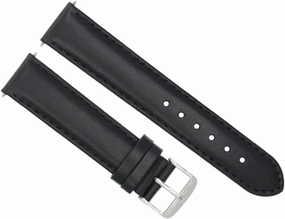 Ewatchparts 24mm Genuine Leather Watch Strap Smooth Band Compatible With Sony Smart Watch II Black