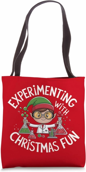 Experimenting with Christmas Fun Elf Scientist Design Tote Bag