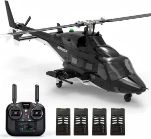 F02S RC Helicopter for Adult, 8CH 3D/6G Flybarless Military Aircraft Stabilized Remote Control Helicopter, with GPS - 4PCS Battery