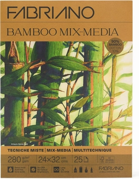 Fabriano Bamboo Artistic Paper 90% Bamboo 280 g/m² - Natural Grain, FSC® Mix, Acid Free, for Mixed Techniques, Painting and Drawing - Natural Warm White (9.5x12.5 inches)