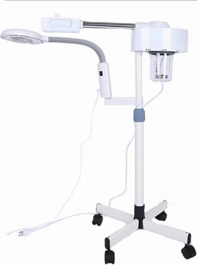 Facial Steamer, Professional 2 in 1 Hot & Cold Facial Steamer with 5X Magnifying Floor LED Lamp, Extract Blackheads for Face, Use in SPA Salon Beauty, Multifunction Skin Care Equipment