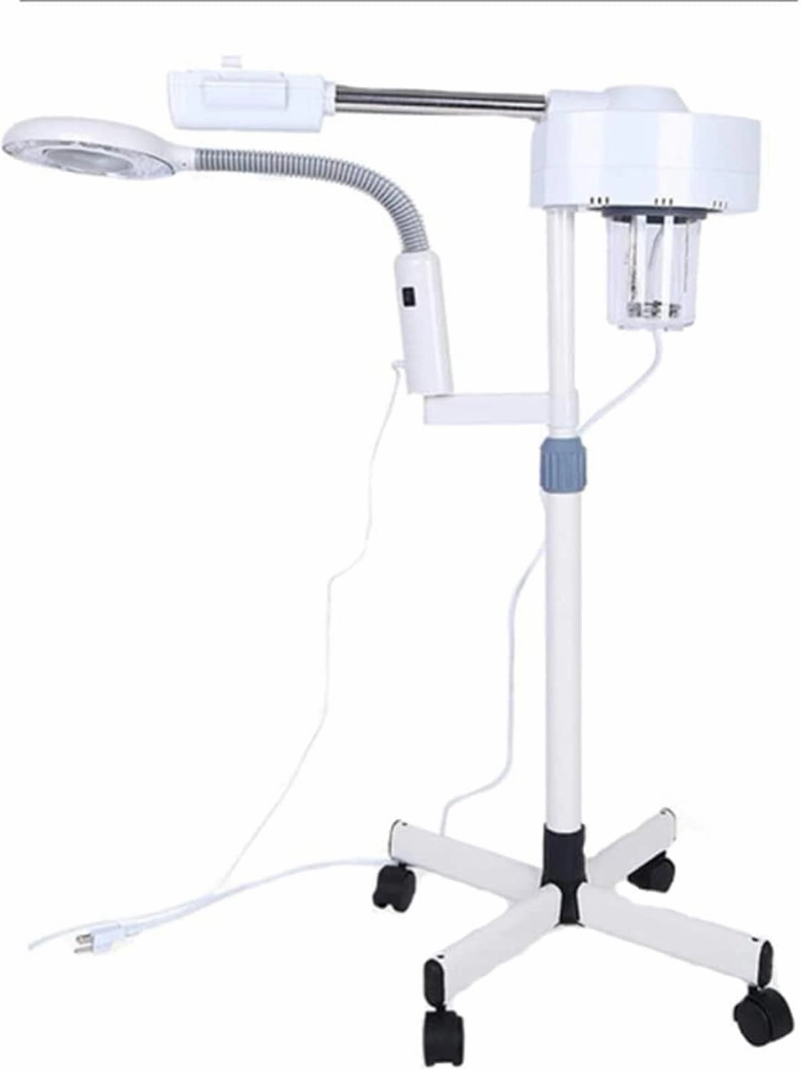 Facial Steamer, Professional 2 in 1 Hot & Cold Facial Steamer with 5X Magnifying Floor LED Lamp, Extract Blackheads for Face, Use in SPA Salon Beauty, Multifunction Skin Care Equipment