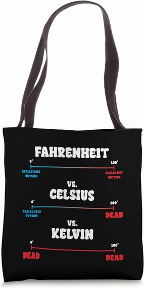 Fahrenheit Celsius Kelvin Funny Thermodynamics Science Joke Tote Bag
