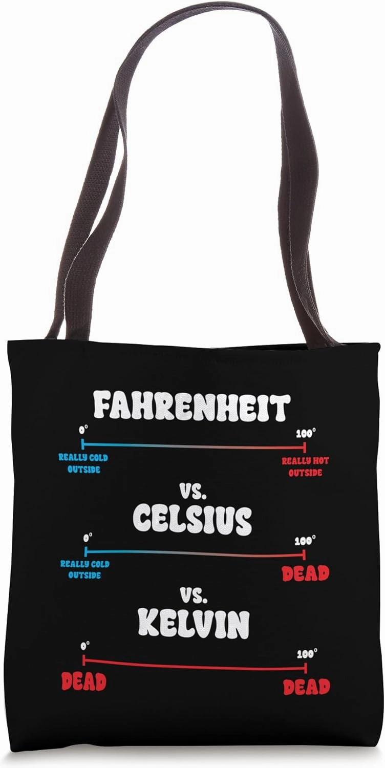 Fahrenheit Celsius Kelvin Funny Thermodynamics Science Joke Tote Bag