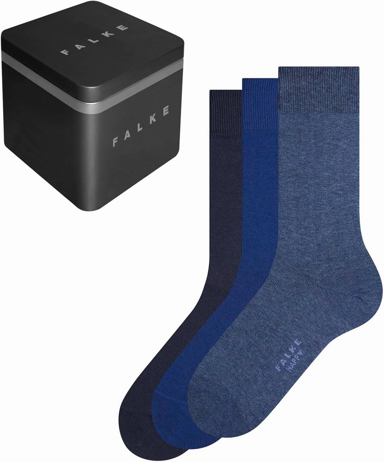 FALKE Men's Happy Box 3-Pack Socks, Breathable, Cotton, Crew Length