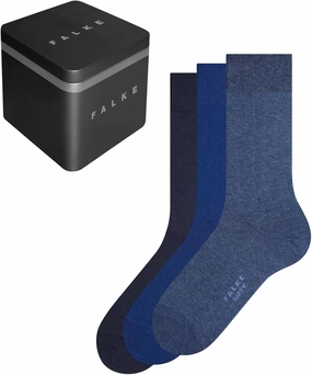 FALKE Men's Happy Box 3-Pack Socks, Breathable, Cotton, Crew Length