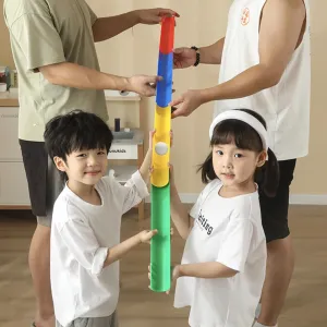 Fanboxk Team Building Activities Pipeline Kit Group Games, Outdoor Party Group Games for Kids & Adults, Cooperative Team Race for Birthday Parties - Set of 12-10 Colorful Half-Pipes and 2 Golf Balls.