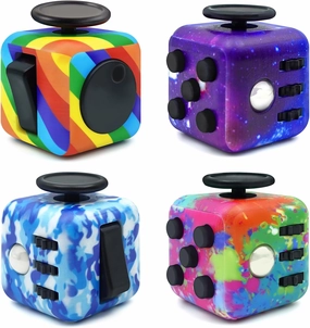 Fangool Fidget Toy Cube, 4 Pack Cube Fidget Anxiety Relief Toys for Adults and Kids, 6 Sided Fidget Toys Cube Hand-Held for Adults, Audible/Silent Cube Toys Fidget for ADD/ADHD/OCD