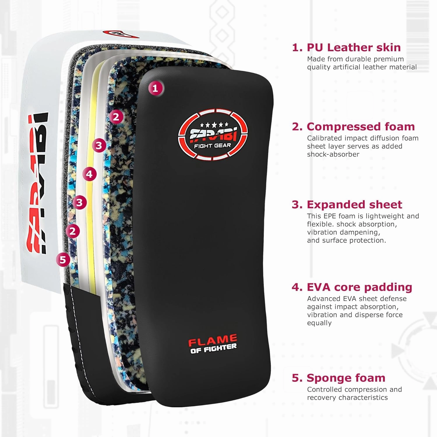 Farabi Thai Pad Training Kick Pad Curved Coaching Pad Kicking Mix Martial Arts x 1 Single Unit